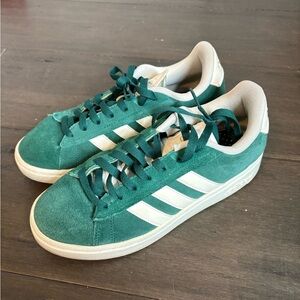Adidas Green and White Sneakers